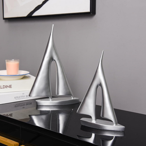 Estatua Decorativa de Velero Plateado para Decoración del Hogar, Escultura Náutica Moderna para Escritorio de Oficina, Estante y Sala de Estar - Product Image 5