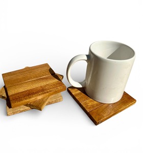 Posavasos de madera cuadrado y mantel individual decorativo de madera natural ecológico, posavasos de corcho personalizado para artículos calientes - Product Image 2
