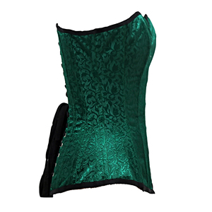 Vintage Emerald Green Brocade Women Corset Set Jacquard Bustier Top Strapless Sweetheart Neckline Women Core Set Green Jacquard - Product Image 2