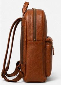 <b>Black</b> Genuine Leather Vintage Mens Business Travel Laptop <b>Backpack</b> Zipper Summer/Winter Polyester Lining Lightweight - Product Image 4