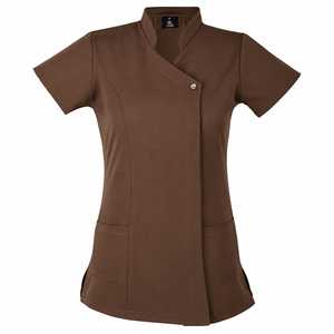 Women's Beauty Spa Nail Hairdressing Salon <b>Scrub</b> <b>Sets</b> Spandex/Polyester Knitted Seamless Fusing Short Sleeve Beautician Tunic - Product Image 1