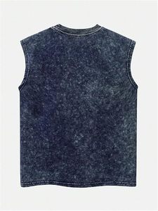 Conjunto de Camiseta sin Mangas para Hombre con Estampado Daily Hustle, Estilo Denim, Ropa Casual de Verano, Cuello Redondo, Transpirable, de Algodón de Secado Rápido - Product Image 2