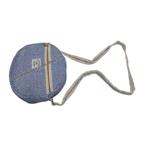 Double Zipper Round Crossbody Long Strap Shoulder <b>Bags</b> With Blue Zag Zag Pattern for Ladies and Girls - Product Image 2