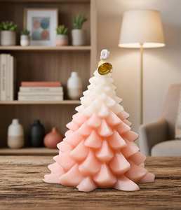 Elegante Vela Aromática Artesanal de Cera de Parafina con Diseño de Árbol de Navidad, Estilo Nórdico, No Tóxica, para Acción de Gracias, Diwali, Ramadán - Product Image 2