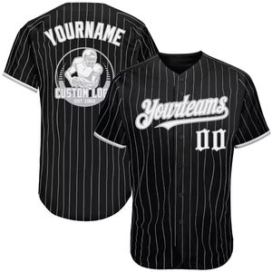 Maillot de baseball de haute qualité pour hommes, personnalisable, blanc, noir, rouge, gris à rayures fines, authentique, avec logo au dos, pour jeunes - Product Image 3