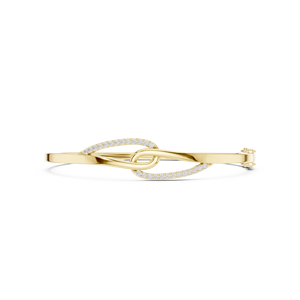 Luxury Yellow Gold Lab Grown Diamond Twist <b>Infinity</b> Bangle <b>Bracelet</b> for Women Modern Pavé Diamond Fine Jewelry - Product Image 2