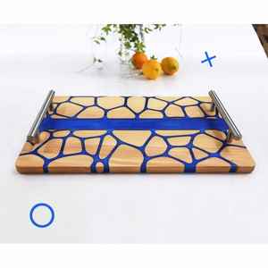 Bandeja Clásica de Resina y Madera para Servir Alimentos, Duradera, Hecha a Mano, Apta para Lavavajillas, Moderna, para Desayuno de Boda Real, Calidad de Exportación - Product Image 3