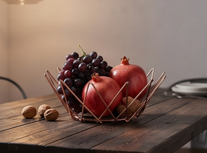 Premium Modern Geometric Metal Wire <b>Storage</b> <b>Basket</b> Rose <b>Gold</b> Color For Home Decoration Elegant Home Accent - Product Image 4