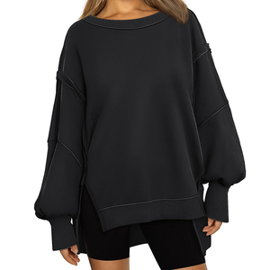 Vêtements de détente doux pour femmes, pull confortable à porter au quotidien, tenue décontractée ample, style décontracté, manches longues, usage quotidien, design simple - Product Image 3