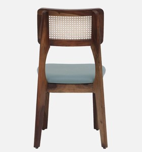 Silla de Comedor Moderna de Madera con Respaldo de Ratán y Asiento Tapizado, Diseño de Mediados de Siglo, Muebles para el Hogar - Product Image 4