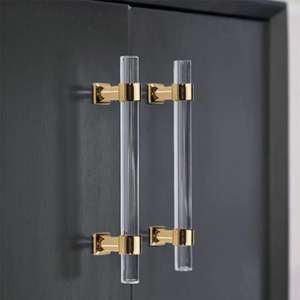 <b>Gold</b> Brass Acrylic <b>Cabinet</b> Handle <b>Knob</b> Clear Drawer Pull Kitchen Hardware - Product Image 4