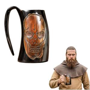 Mug en corne artisanal imperméable de forme naturelle, taille L, pour décoration de fêtes et cadeau d'affaires - Product Image 1