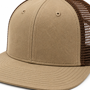 Casquette Trucker Snapback Marron Kaki en Maille à Visière Plate, Style Workwear Tendance, avec Patch Personnalisé, Fabricant OEM, Vente en Gros de Casquettes - Product Image 4