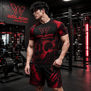 Conjunto Deportivo de Verano para Hombre, Camiseta y Pantalones Cortos de Compresión, Transpirables y Elásticos - Product Image 2