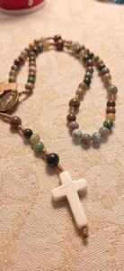 Natural Crystal Rosary <b>Necklace</b> Hand Knotted <b>Cord</b> Long Religious Jewelry Gemstone Beaded Cross <b>Necklace</b> for Men Women Gift - Product Image 3