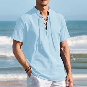 T-shirt à manches courtes pour homme, style écossais Ghillie, avec lacets, motif celtique, décontracté, streetwear, personnalisable, fournisseur OEM en gros - Product Image 5