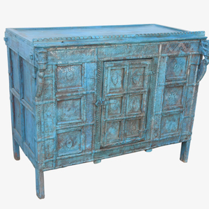 Haswani Handicrafts Antique Majuce <b>Chest</b> Handcrafted Rustic Vintage Solid Wood <b>Storage</b> Cabinet Traditional Indian Eco-Friendly - Product Image 1