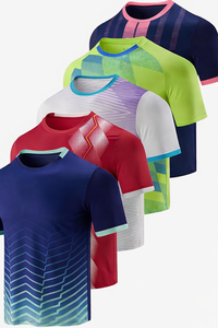 Camiseta transpirable de verano para hombre, camiseta deportiva para correr, camiseta de manga corta informal con cuello redondo, camiseta extragrande. - Product Image 5