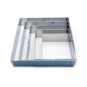 Stainless Steel Square Cake Moulds Set 5 Pieces Non Stick Oven Safe Heat Resistant Dishwasher Safe - Product Image 1