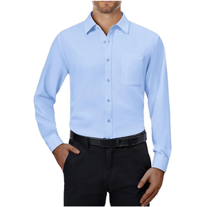 Men's Sustainable <b>White</b> Cotton <b>Flannel</b> Stand Collar Anti-Wrinkle Dress Shirt with Custom Logo - Product Image 1
