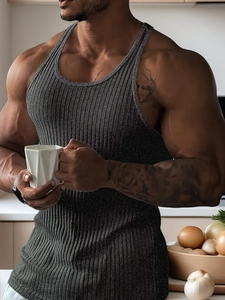 เสื้อกล้ามออกกำลังกายผู้ชาย สำหรับฤดูร้อน แห้งเร็ว ระบายอากาศได้ดี ผลิตจากโพลีเอสเตอร์/คอตตอน สไตล์ไฮสตรีท อเมริกันบาสเก็ตบอล แบบไม่มีแขน - Product Image 4