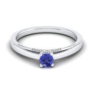 Bague de fiançailles REYES en argent sterling 925 avec moissanite certifiée GRA, taille brillant rond, 0,25 carat, pierres précieuses tanzanite - Product Image 1