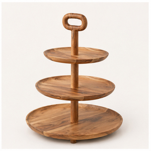 Premium 3-<b>Tier</b> Wooden <b>Cake</b> Stand & Dessert Display Tower Elegant Acacia Wood Wedding Cupcake Stand Tiered Serving Tray - Product Image 5