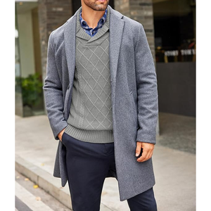 Pull en tricot pour homme à motif Argyle, manches longues, gris uni, vêtements décontractés d'hiver - Product Image 5