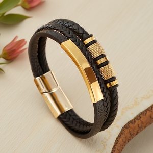 Layer Handwoven <b>Leather</b>, Geometric Trendy Bangle, Perfect Birthday Gift for Vacation and Parties - Product Image 1
