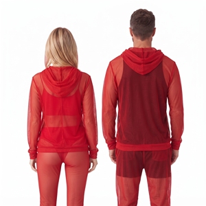 Sweat-shirt à capuche unisexe en maille transparente, surdimensionné, 100% polyester, pull à capuche, vêtements de nuit d'été, vêtements de club sexy, sweats à capuche transparents - Product Image 2