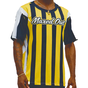 เสื้อฟุตบอลอเมริกันแบบตาข่ายลายทางพิมพ์ลายตามสั่ง ยูนิเซ็กซ์ ระบายอากาศได้ดี ผลิตจากโพลีเอสเตอร์ เสื้อยืดสำหรับฝึกซ้อม รับผลิตแบบ OEM แบรนด์ส่วนตัว ชุดทีมชาติสหรัฐอเมริกา - Product Image 1