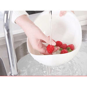 Ciotola Multifunzionale in Plastica per Lavare il Riso con Cestello Scolapiatti per Frutta e Verdura - Product Image 1
