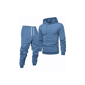 Conjunto Deportivo Unisex Azul con Capucha, Sudadera de Manga Larga con Estampado, Pantalones Deportivos Casuales, Transpirable, de Algodón, para Invierno, SHAFIQ - Product Image 1