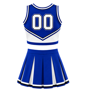Ensemble uniforme de cheerleading bleu roi : Crop top et jupe plissée pour compétition de danse d'équipe, tenue de performance sportive - Product Image 2