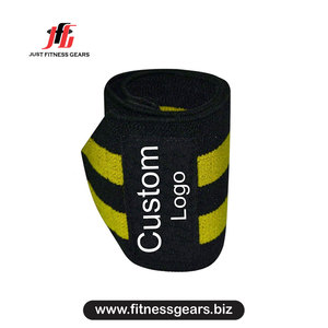 Support de poignet jaune avec logo personnalisé, réglable, à fermeture auto-agrippante, pour musculation, unisexe - Product Image 2
