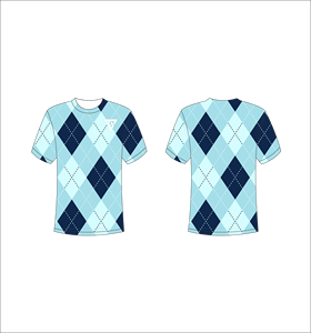 T-shirt à manches courtes pour homme, motif Argyle bleu, impression par sublimation, respirant, coupe classique, col rond, design décontracté - Product Image 1