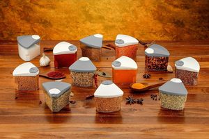 Juego de 6 recipientes de plástico para almacenamiento de alimentos, cuadrados, con tapas abatibles, apilables, organizador de cocina, juego de recipientes para la cena. - Product Image 6