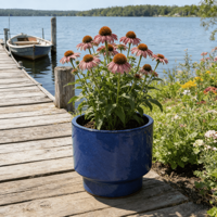 Livraison Gratuite Stock US Livraison en 3 Jours Pot en Céramique Moderne Bleu Glacé Respirant 3 Pièces pour Plantes Grasses et Fleurs Style Américain Jardin et Maison