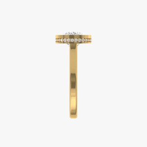 Anillo de Diamante Cultivado en Laboratorio con Corte Cojín Premium, Engaste de Platino con Halo y Banda Pavé, Anillo de Compromiso de Lujo para Mujer - Product Image 3