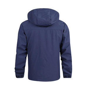 Vestes coupe-vent softshell imperméables pour hommes avec logo personnalisé, vestes à capuche zippées de luxe, tissu coupe-vent - Product Image 4