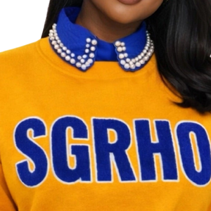 Sweat-shirt en chenille à manches longues Sigma Gamma Rho Gold SGRHO pour femme, mélange de coton, coupe décontractée et élégante - Product Image 5