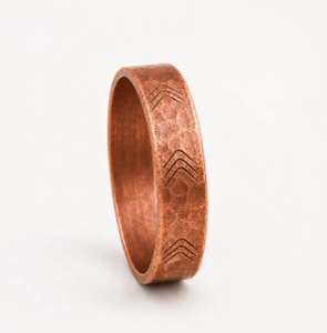 Bague en cuivre pur de style vintage, bracelet de thérapie bio, motif chevron gravé, bague métallique pour le doigt - Product Image 6