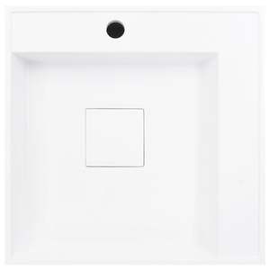 Lavabo de Baño de Mármol Mineral Blanco de 19.7"x19.7"x4.8", Lavabo Elegante para Decoraciones con Estilo - Product Image 6