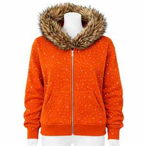 Sweat à capuche zippé surdimensionné en molleton 100 % coton, délavé à l'acide, avec fausse fourrure, pour homme, design hiver, personnalisé, haute qualité, écologique - Product Image 4