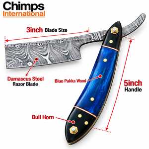 Couteau de barbier classique en acier Damas fait main, manche en bois personnalisable, option OEM idéale pour les couteaux de garçons d'honneur - Product Image 2