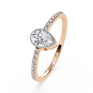 Bague d'éternité minimaliste en pierre naturelle taille poire de haute qualité, plaquée rhodium, certifiée IGI, bijoux de fiançailles et de mariage - Product Image 2