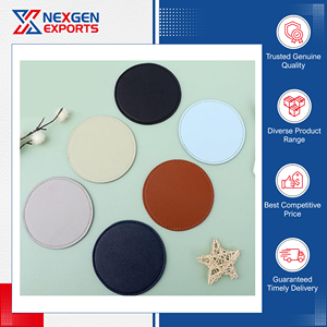 Standard Quality Best Selling Waterproof Heat-Resistant PU Leather Coffee Mat Coasters 10x10cm Modern Luxury Classic Bulk - Product Image 5