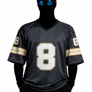 Maillot de football américain respirant entièrement sublimé à manches courtes, coupe oversize, personnalisable avec nom et numéro, par le fabricant - Product Image 1