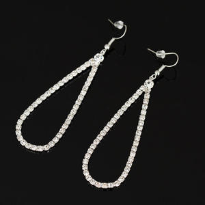 Pendientes Largos de Rodio Plateado con Circonitas y Piedras Preciosas para Mujer, Pendientes de Novia para Boda - Product Image 4