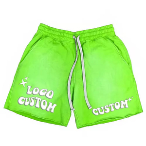 Pantalones Cortos de Moda Urbana para Hombre, 100% Algodón, Bolsillos Cruzados, Estilo Desgastado, Personalizables con Impresión Puff - Product Image 3